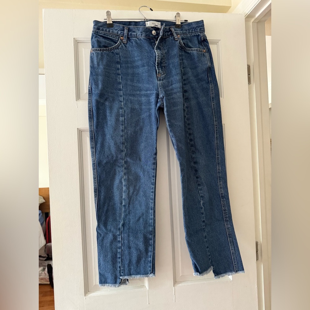 Mango MNG Mid-Rise Straight Leg Blue Denim Jeans Size 8